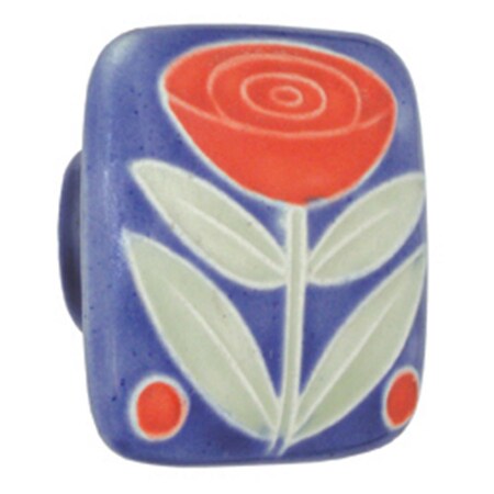 Acorn Mfg Lg Sq Dk Blue with Flower and 2 Berries PSLYP